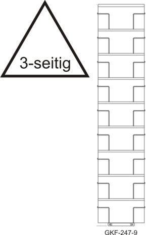 Bodenständer L-DIN Querformat, 27 Fächer, 247 mm,1-reihig, 3-seitig, silber